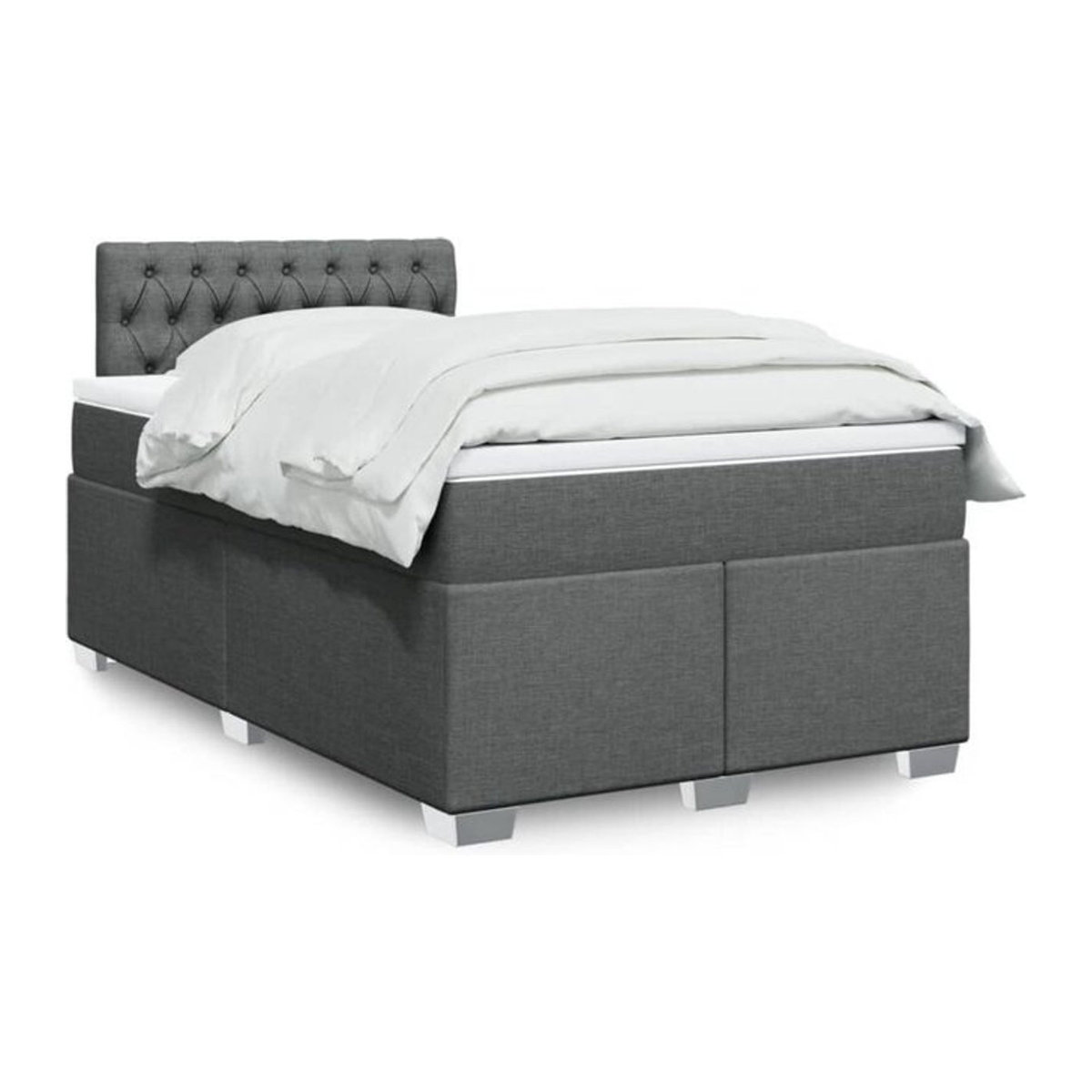 vidaxl Boxspringbett mit Matratze in Dunkelgrau aus Stoff, B/T/H: 190 x 120 x 100,5 cm - Bild 1