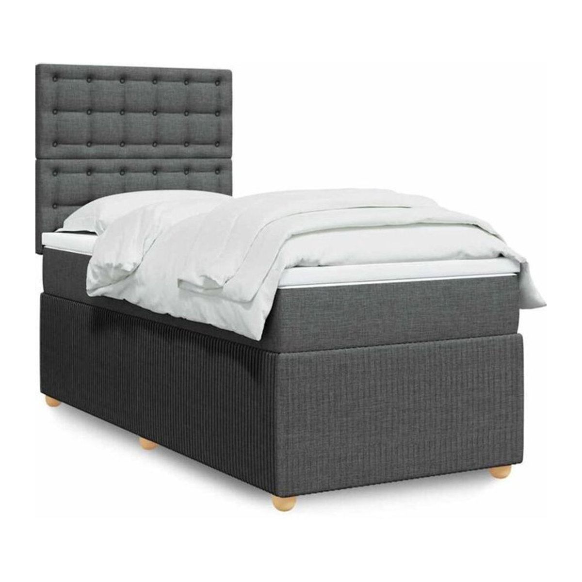 vidaxl Boxspringbett mit Matratze in Dunkelgrau aus Stoff B/T/H: 90 x 200 x 150,5 cm - Bild 1