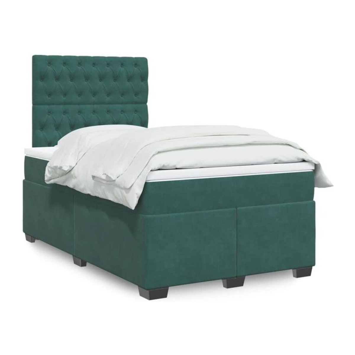 Vidaxl Boxspringbett mit Matratze in Dunkelgrün aus Samt, B/T/H: 120 x 190 x 140,5 cm - Bild 1