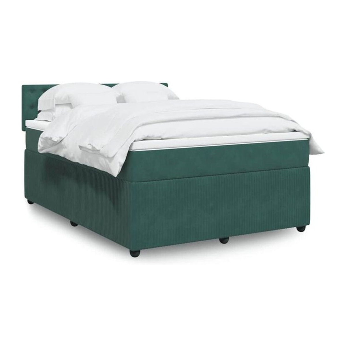 Vidaxl Boxspringbett mit Matratze in Dunkelgrün aus Samt, B/T/H: 140 x 190 cm - Bild 1