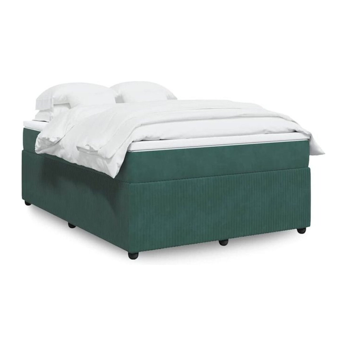 Vidaxl Boxspringbett mit Matratze in Dunkelgrün aus Samt, B/T/H: 140 x 190 x 46 cm - Bild 1