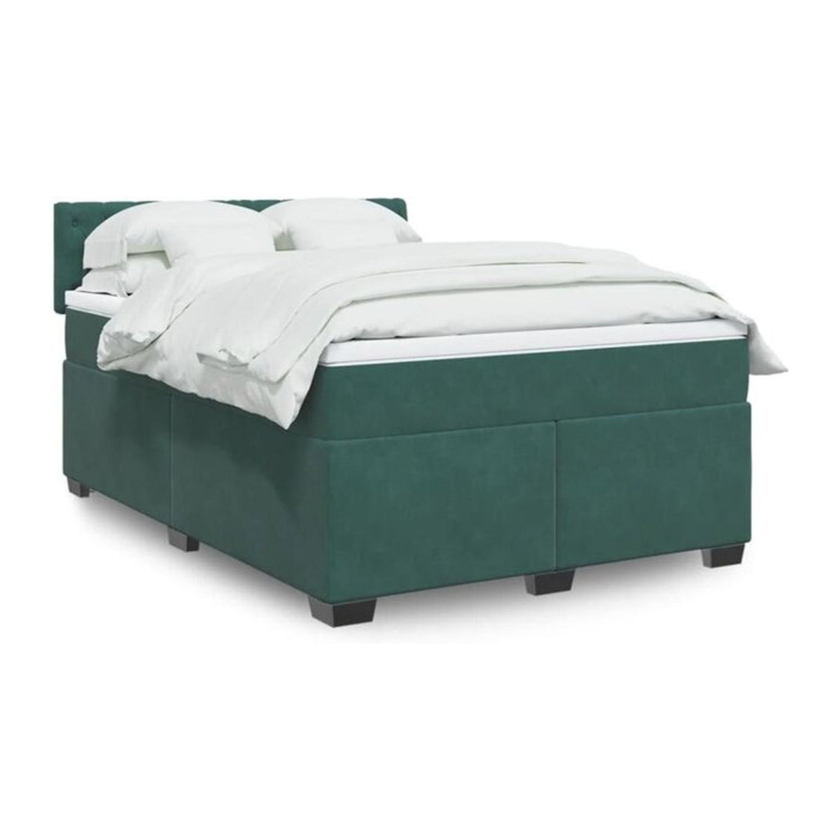 vidaxl Boxspringbett mit Matratze in Dunkelgrün aus Samt, B/T/H: 140 x 200 x 100,5 cm - Bild 1