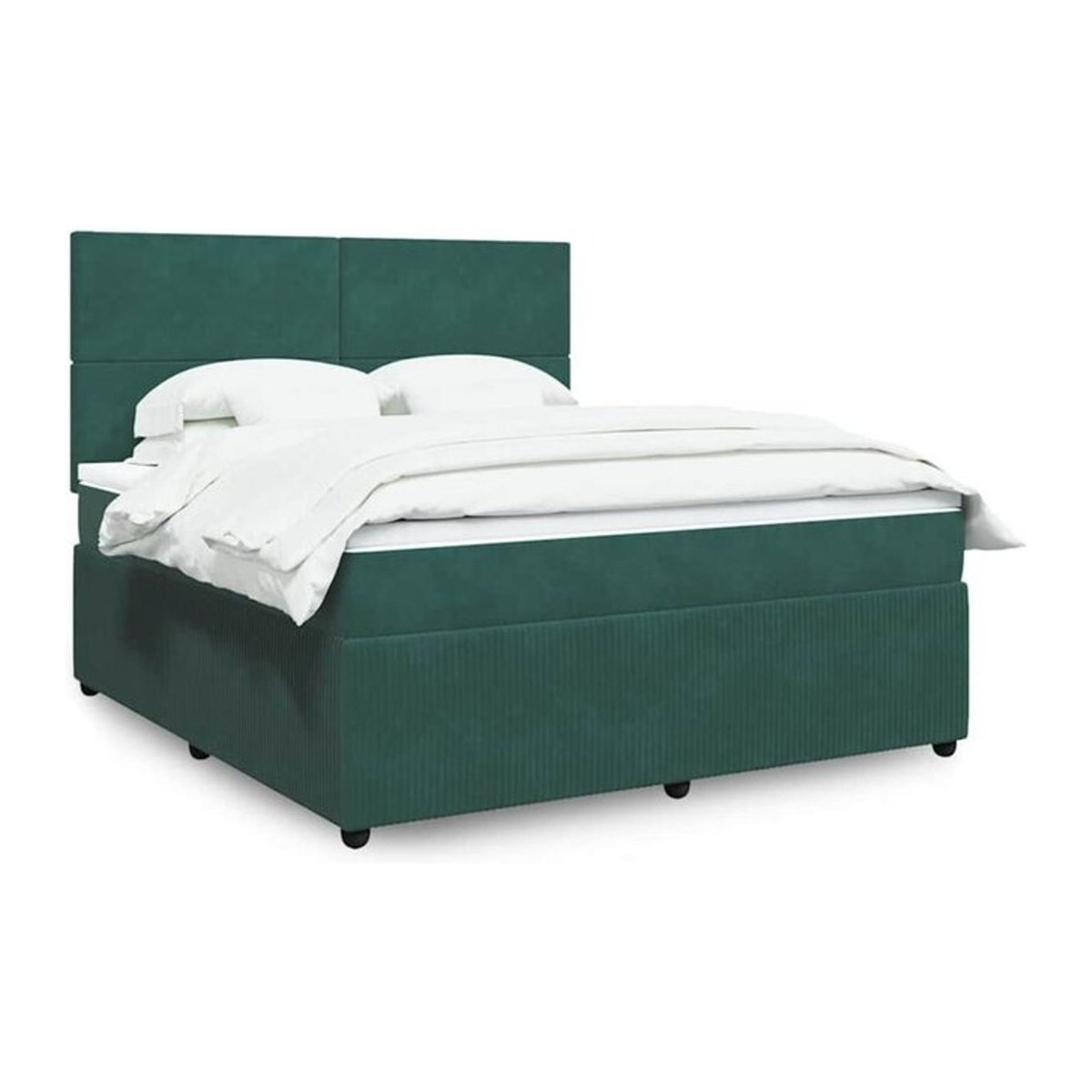 Vidaxl Boxspringbett mit Matratze in Dunkelgrün aus Samt, B/T/H: 180 x 200 x 150,5 cm - Bild 1