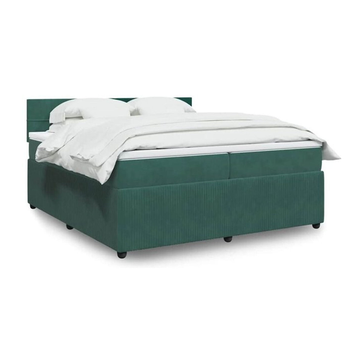 Vidaxl Boxspringbett mit Matratze in Dunkelgrün aus Samt, B/T/H: 200 x 200 x 100,5 cm - Bild 1
