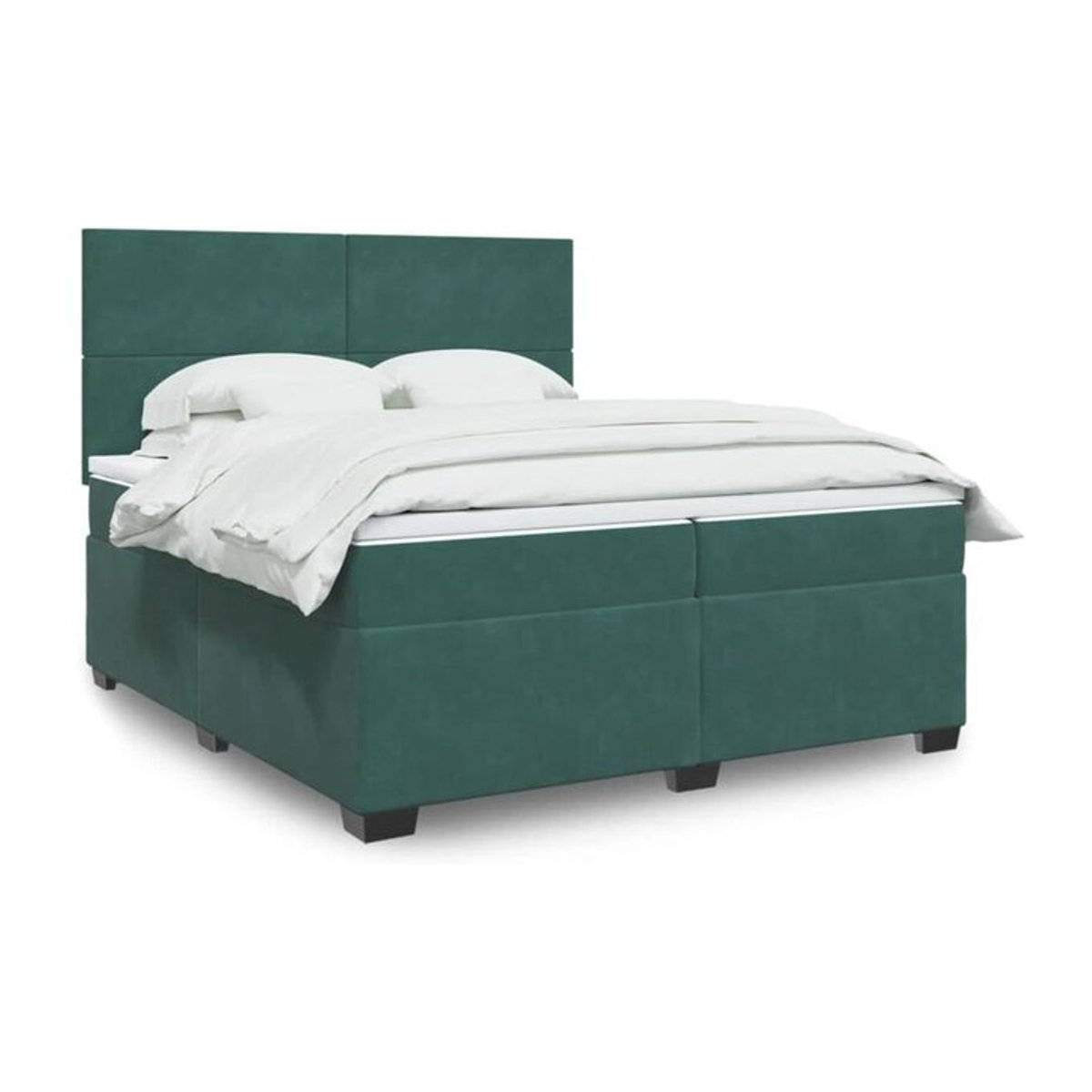 Vidaxl Boxspringbett mit Matratze in Dunkelgrün aus Samt, B/T/H: 200 x 200 x 140,5 cm - Bild 1
