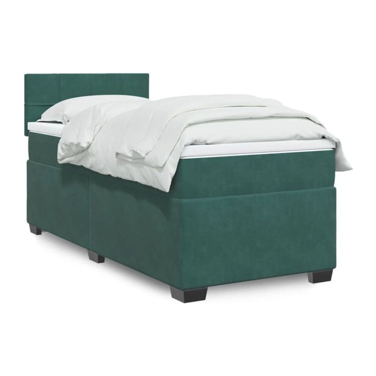 Vidaxl Boxspringbett mit Matratze in Dunkelgrün aus Samt, B/T/H: 80 x 200 x 100,5 cm - Bild 1