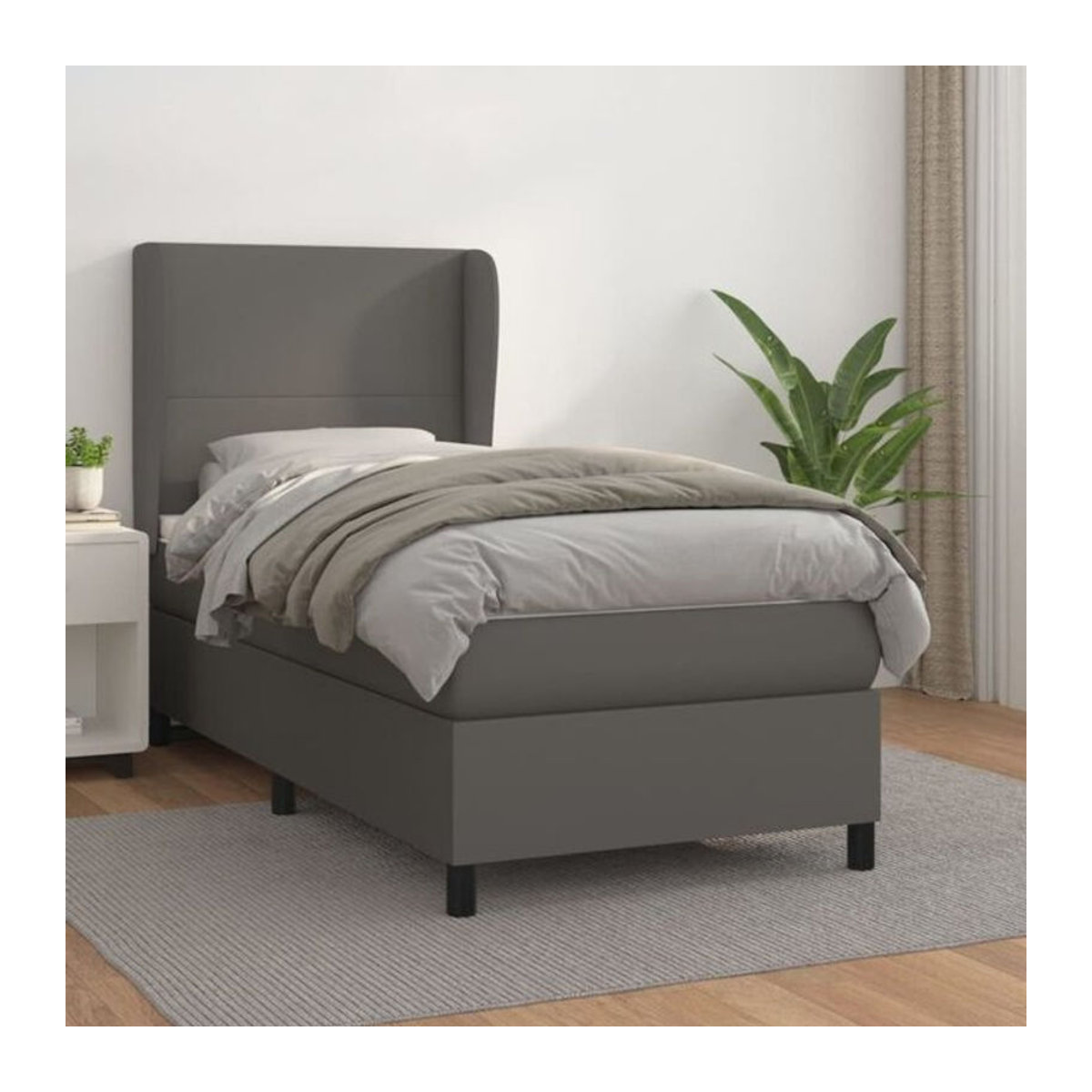 vidaxl Boxspringbett mit Matratze in Grau aus Kunstleder B/T/H: 100 x 200 cm - Bild 1