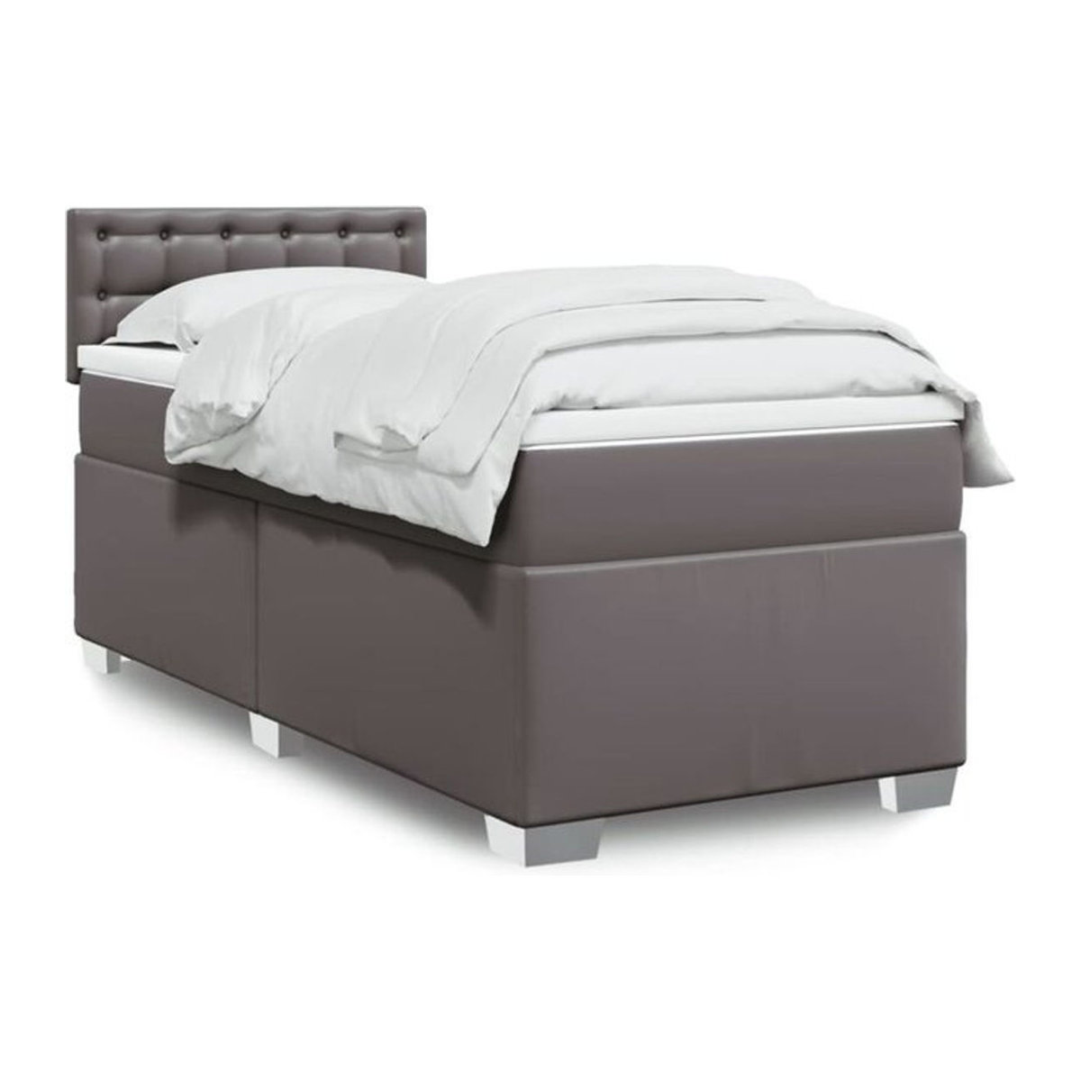 vidaxl Boxspringbett mit Matratze in Grau aus Kunstleder B/T/H: 100 x 200 x 100,5 cm - Bild 1