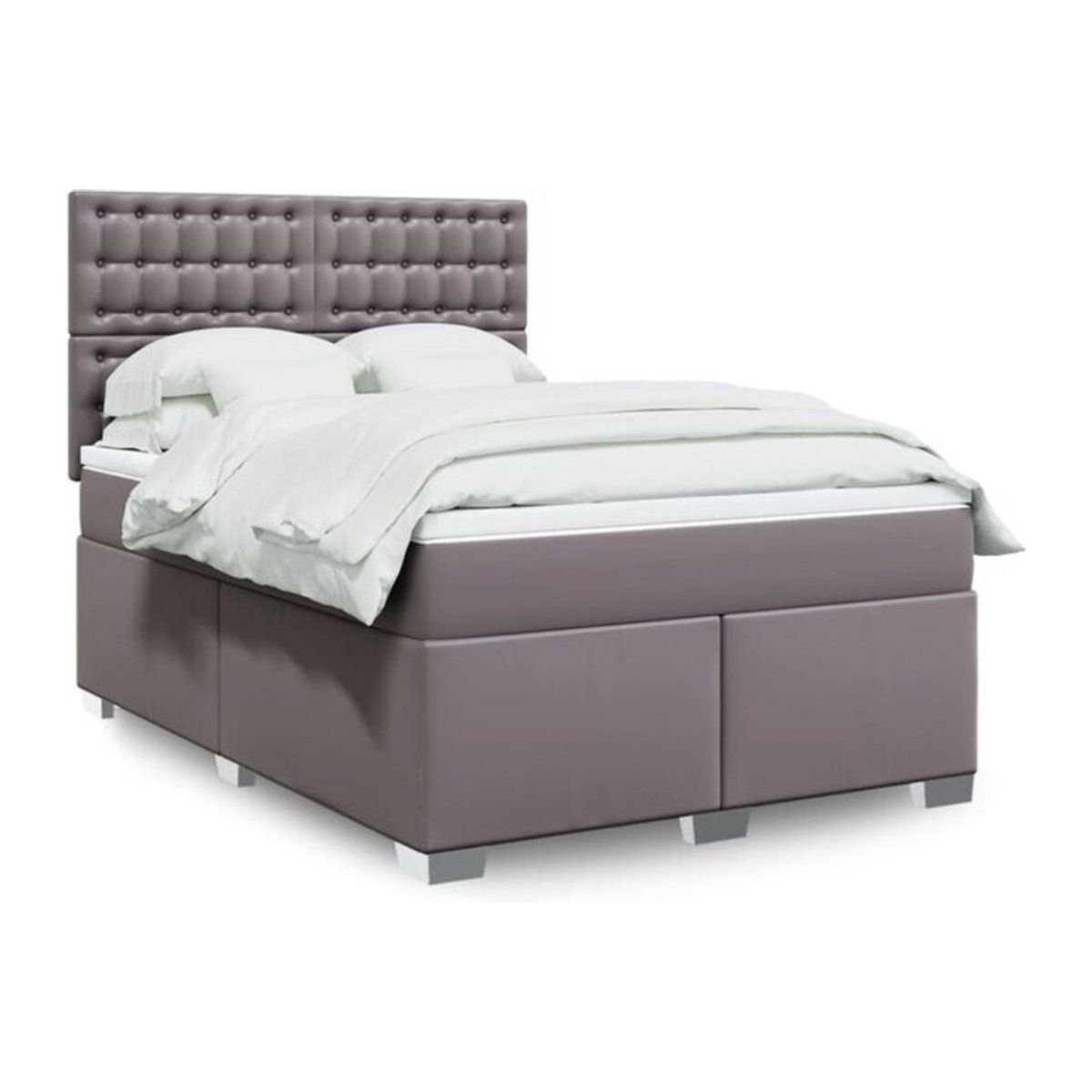 vidaxl Boxspringbett mit Matratze in Grau aus Kunstleder B/T/H: 140 x 200 cm - Bild 1