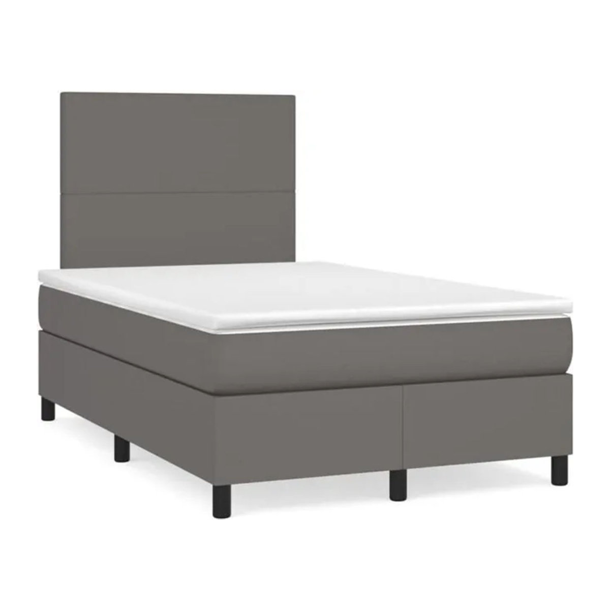 vidaxl Boxspringbett mit Matratze in Grau aus Kunstleder, B/T/H: 190 x 120 x 128 cm - Bild 1