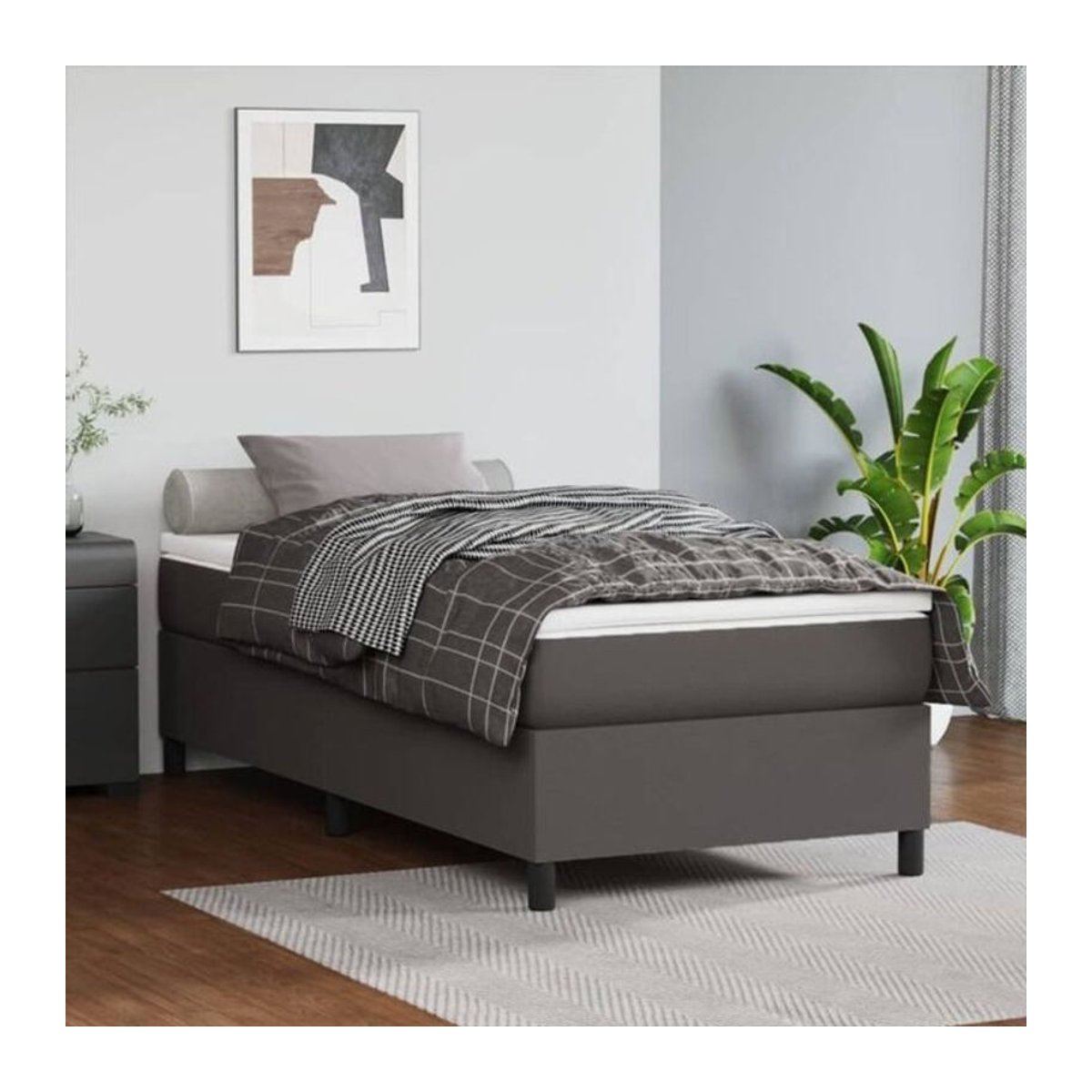 vidaxl Boxspringbett mit Matratze in Grau aus Kunstleder B/T/H: 80 x 200 x 35 cm - Bild 1