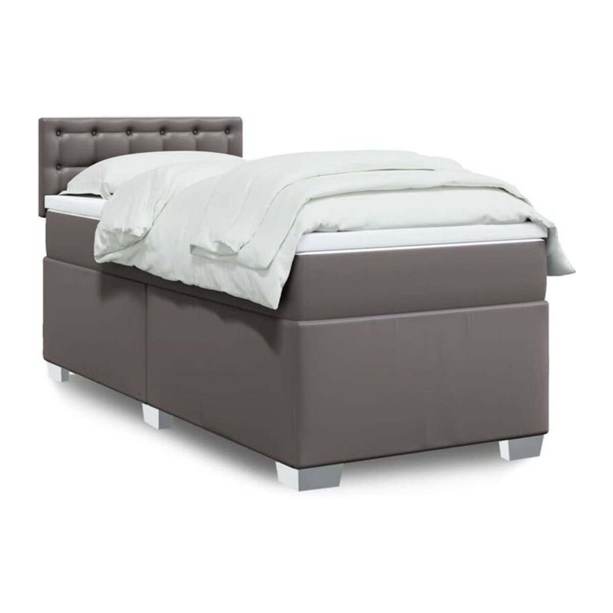 vidaxl Boxspringbett mit Matratze in Grau aus Kunstleder B/T/H: 90 x 190 x 100,5 cm - Bild 1