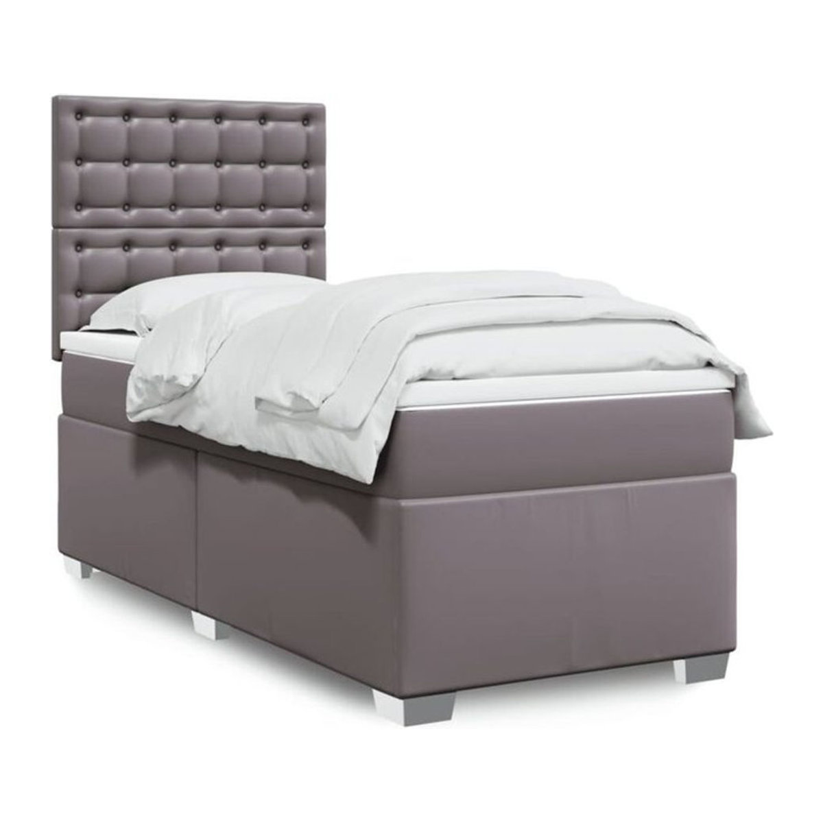 vidaxl Boxspringbett mit Matratze in Grau aus Kunstleder, B/T/H: 90 x 190 x 140,5 cm - Bild 1