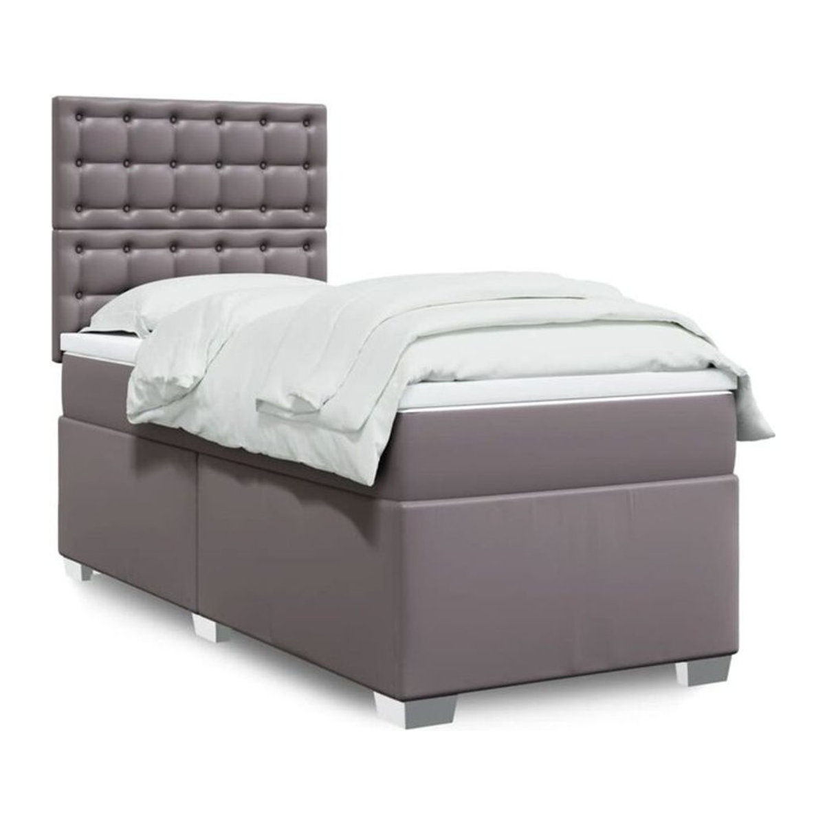 vidaxl Boxspringbett mit Matratze in Grau aus Kunstleder, B/T/H: 90 x 190 x 150,5 cm - Bild 1