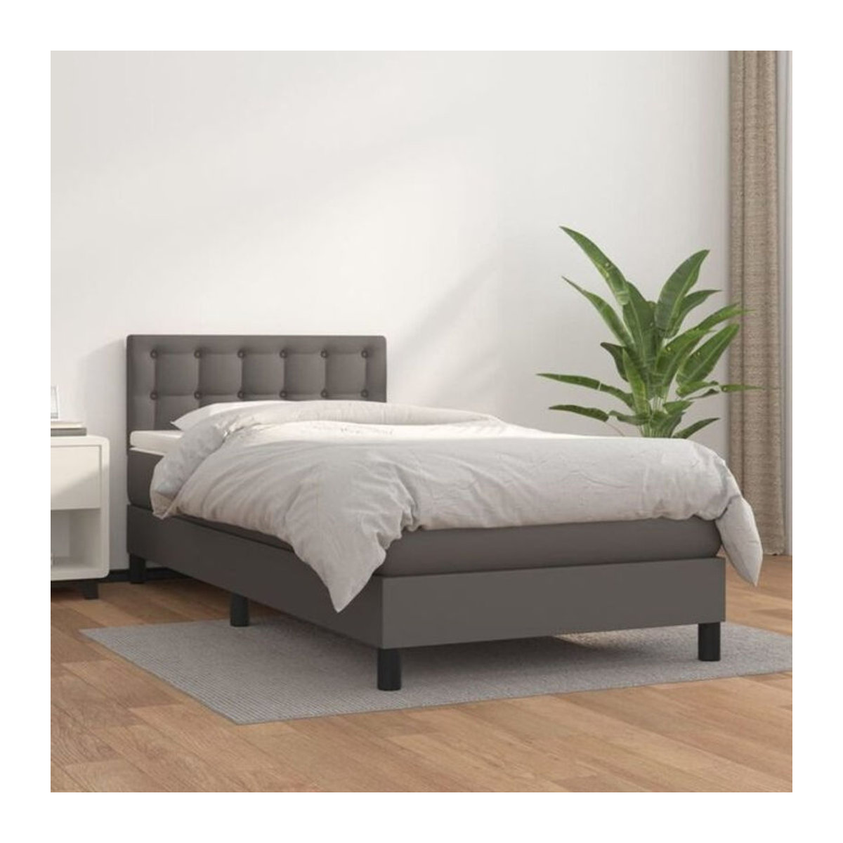 vidaxl Boxspringbett mit Matratze in Grau aus Kunstleder mit modernem Design B/T: 100 x 200 cm - Bild 1