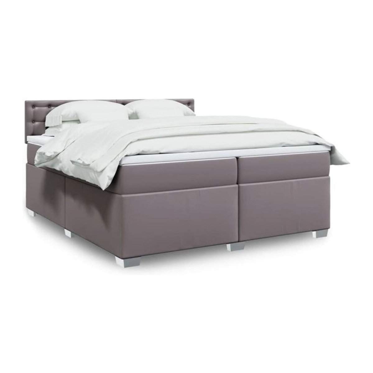 Vidaxl Boxspringbett mit Matratze in Grau aus Kunstleder mit modernem Design B/T/H: 200 x 200 x 100,5 cm - Bild 1