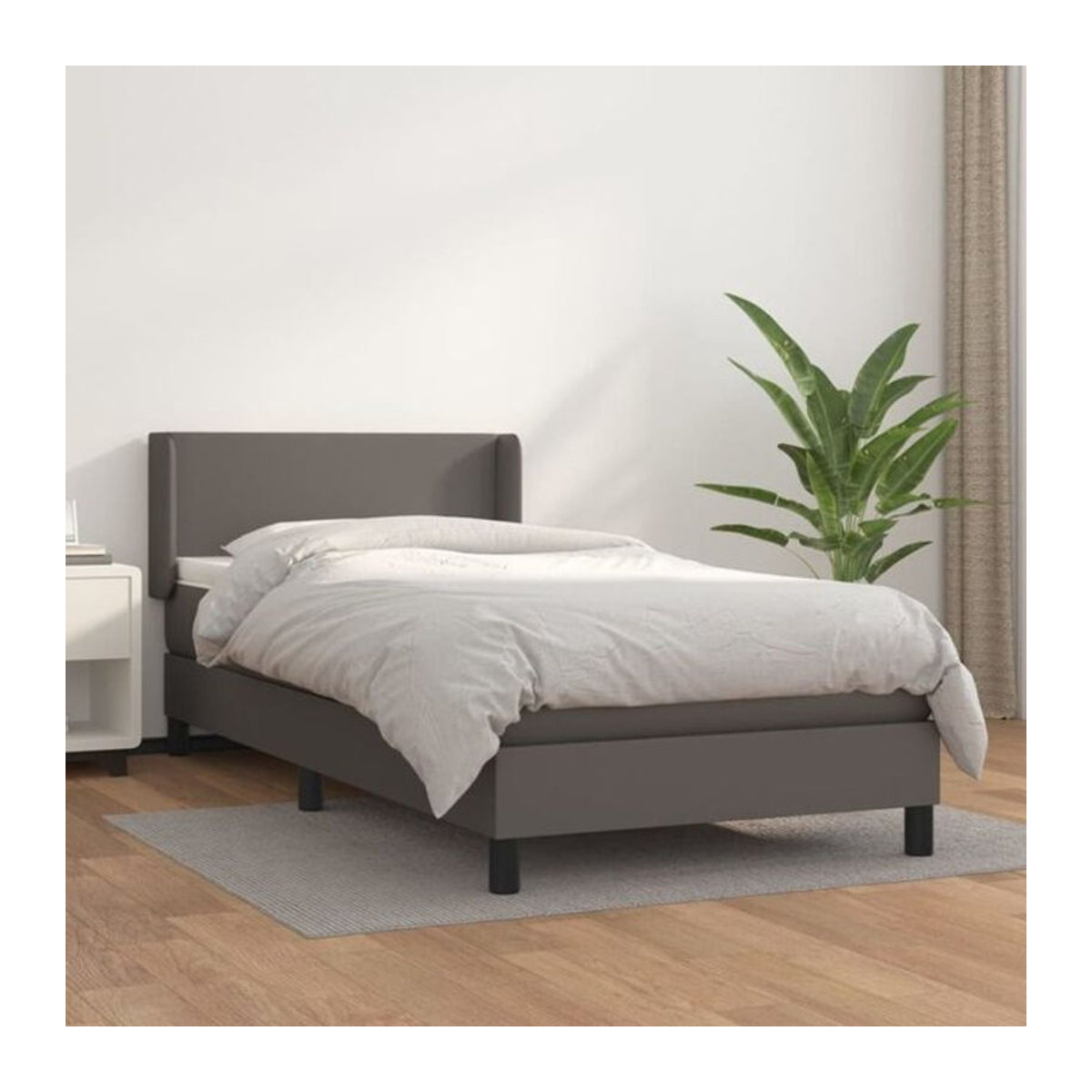 vidaxl Boxspringbett mit Matratze in Grau aus Kunstleder und Massivholz B/T/H: 100 x 200 cm - Bild 1