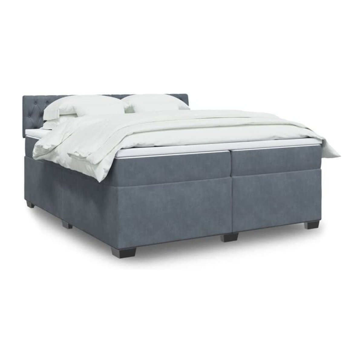 Vidaxl Boxspringbett mit Matratze in Grau aus Samt, B/T: 200 x 200 cm - Bild 1