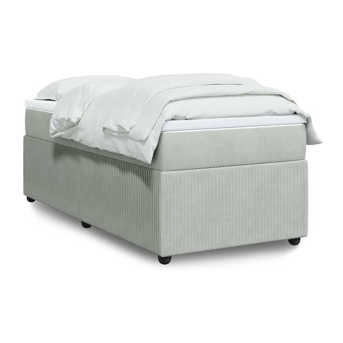 Vidaxl Boxspringbett mit Matratze in Grau aus Samt, B/T/H: 100 x 200 x 46 cm - Bild 1