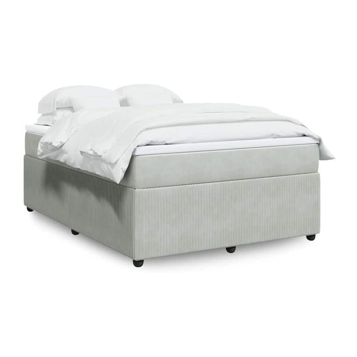 Vidaxl Boxspringbett mit Matratze in Grau aus Samt, B/T/H: 140 x 190 cm - Bild 1