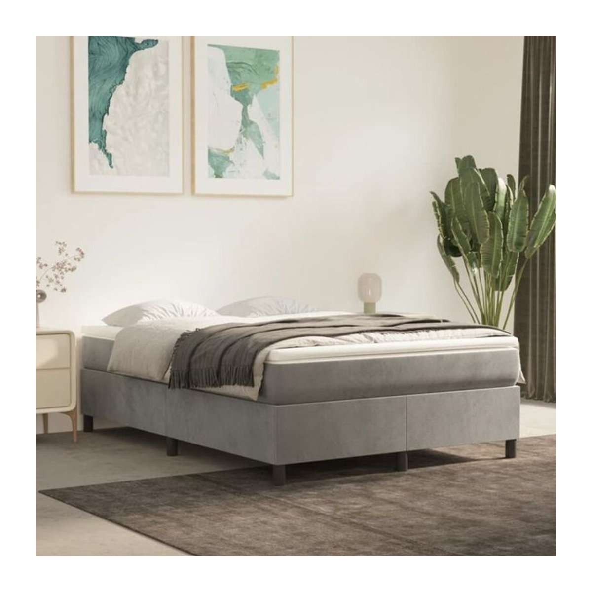 Vidaxl Boxspringbett mit Matratze in Grau aus Samt B/T/H: 140 x 200 cm - Bild 1