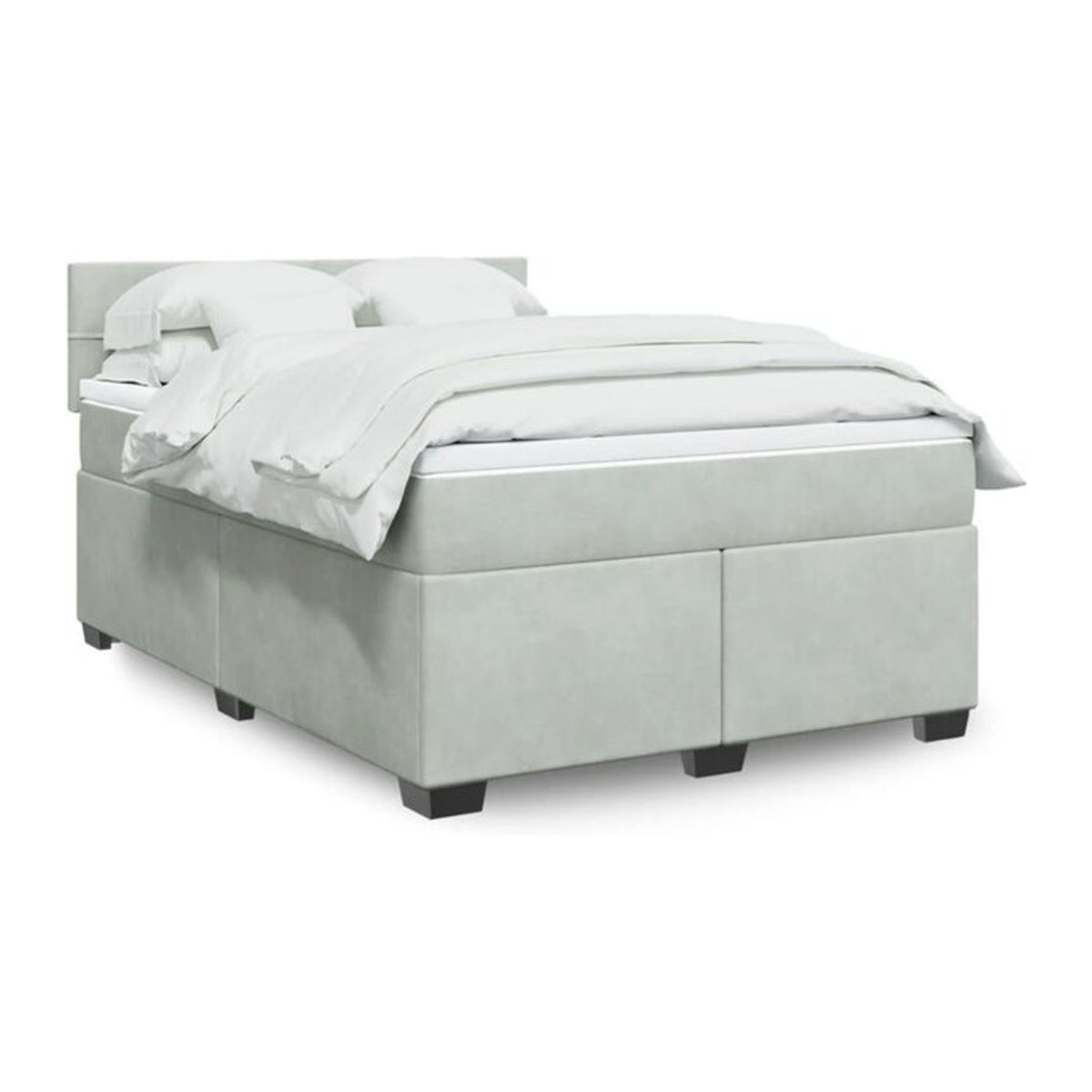 Vidaxl Boxspringbett mit Matratze in Grau aus Samt, B/T/H: 140 x 200 cm - Bild 1
