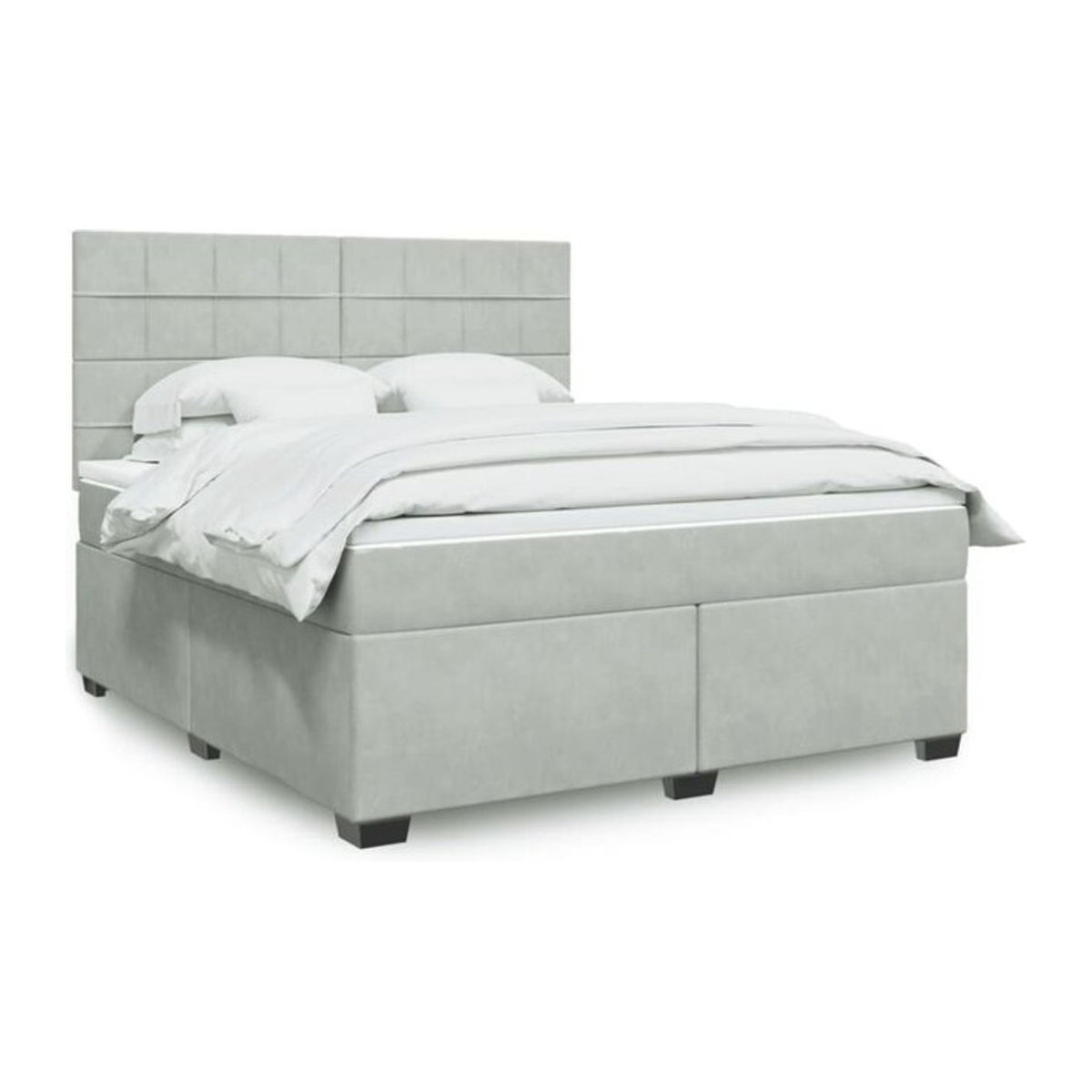 Vidaxl Boxspringbett mit Matratze in Grau aus Samt, B/T/H: 180 x 200 x 150,5 cm - Bild 1