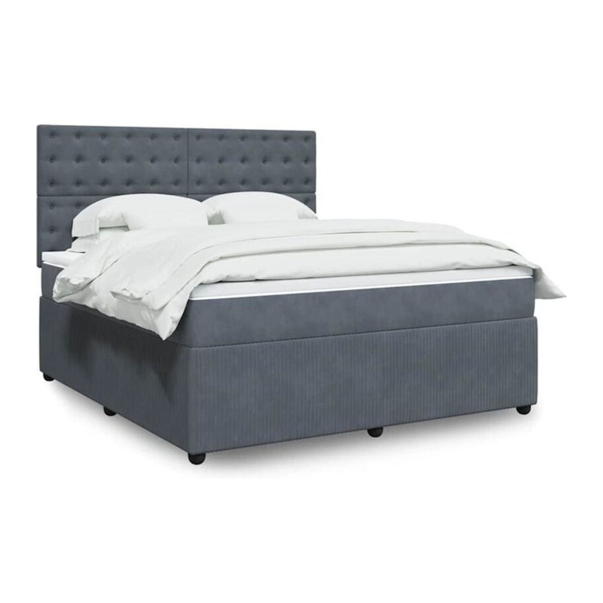 Vidaxl Boxspringbett mit Matratze in Grau aus Samt, B/T/H: 180 x 200 x 150,5 cm - Bild 1