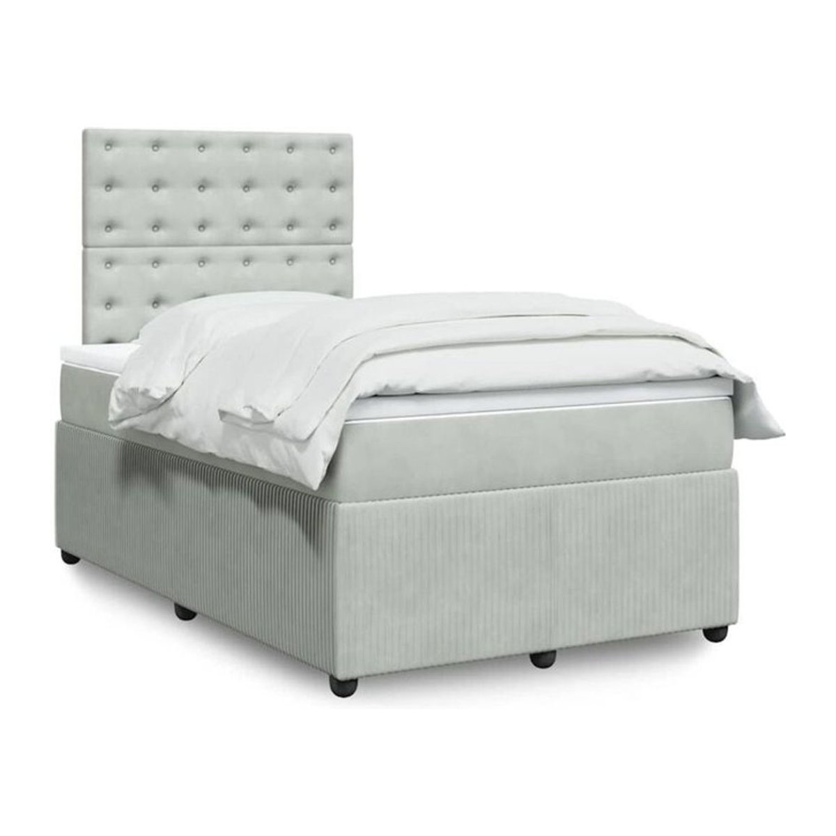 Vidaxl Boxspringbett mit Matratze in Grau aus Samt, B/T/H: 190 x 120 x 150,5 cm - Bild 1