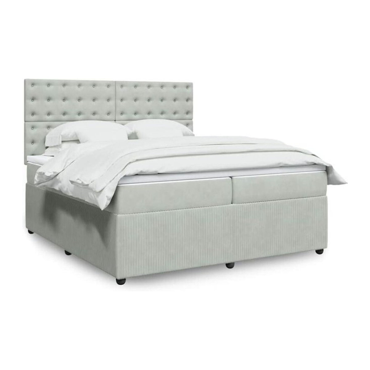 Vidaxl Boxspringbett mit Matratze in Grau aus Samt, B/T/H: 200 x 200 x 150,5 cm - Bild 1