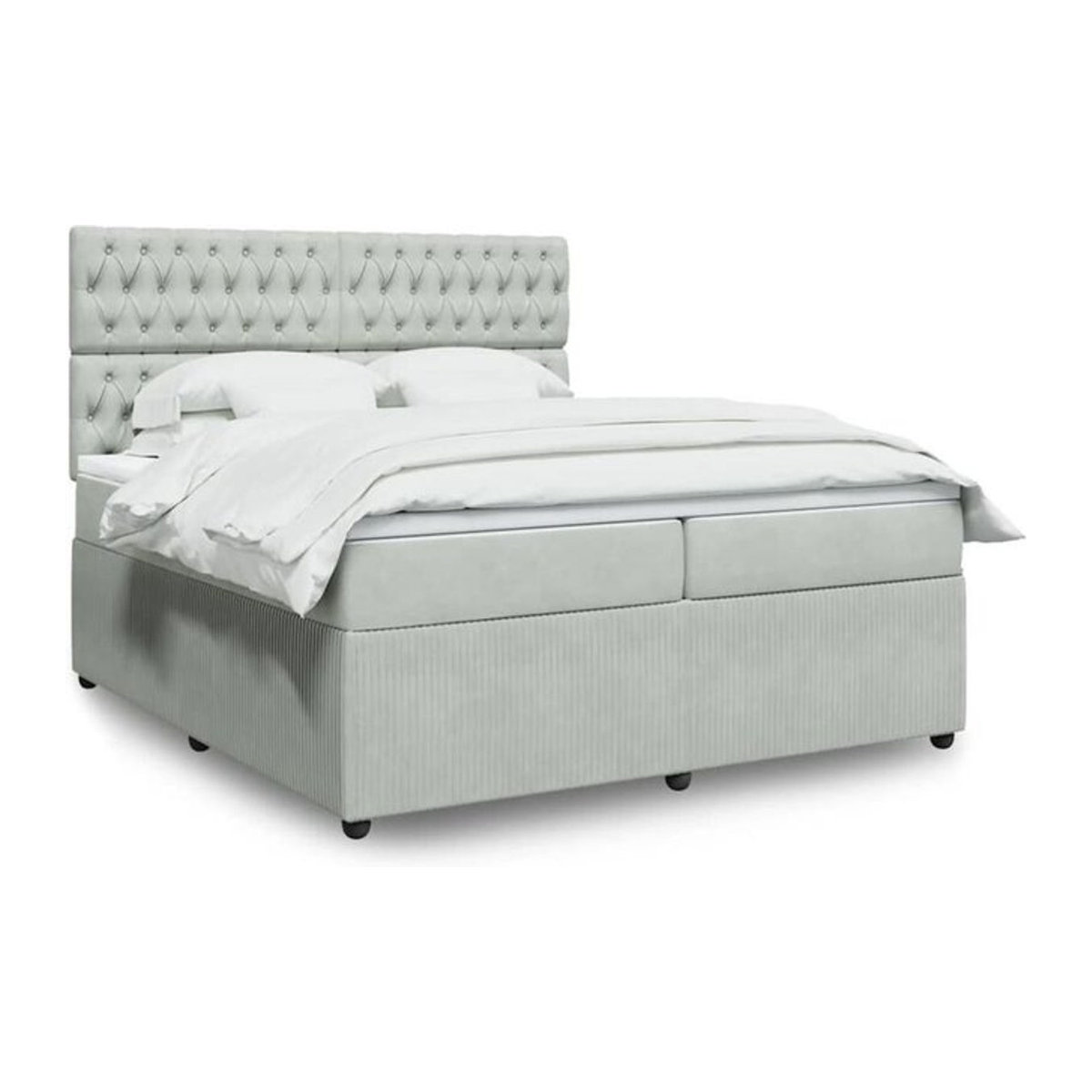 Vidaxl Boxspringbett mit Matratze in Grau aus Samt, B/T/H: 200 x 200 x 150,5 cm - Bild 1