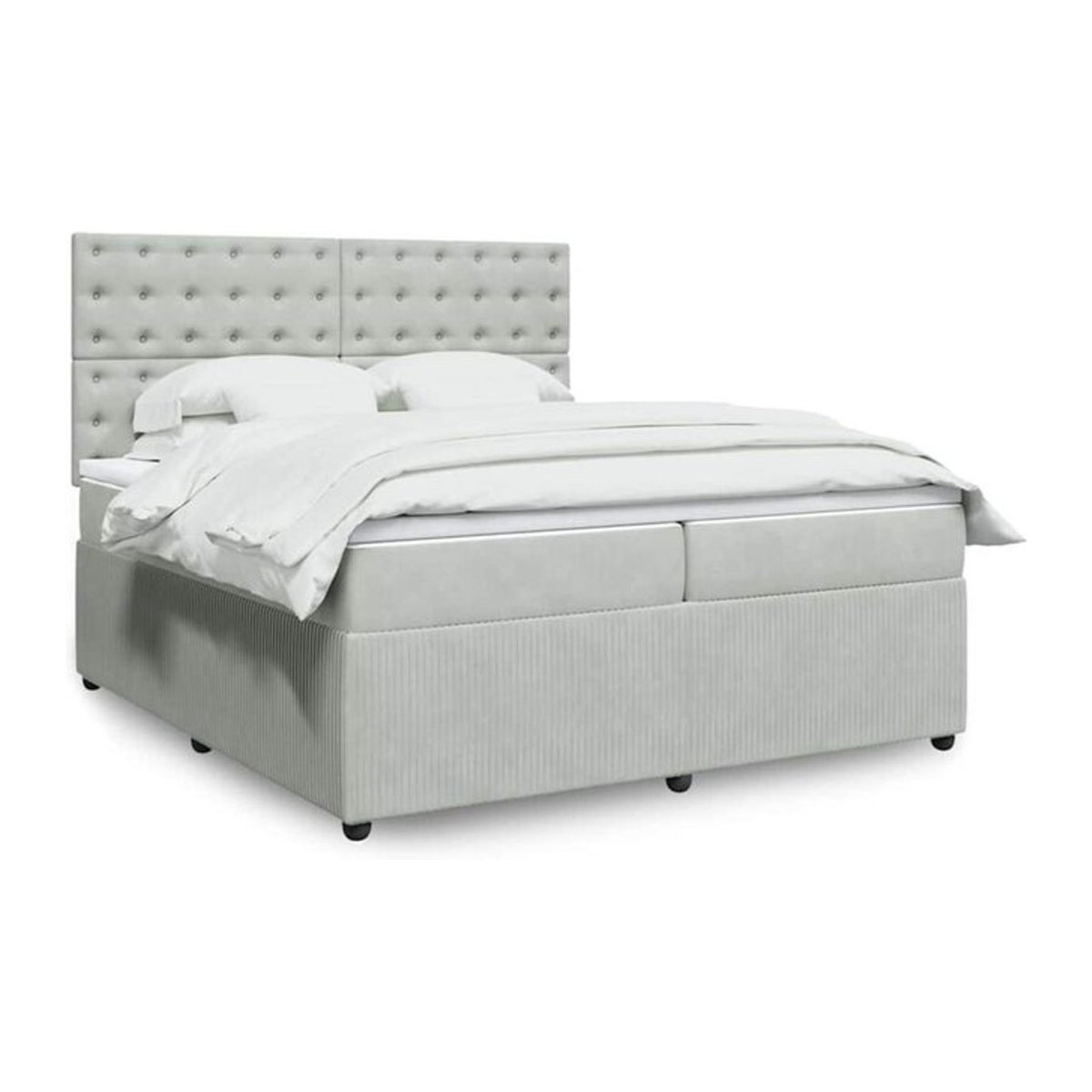 Vidaxl Boxspringbett mit Matratze in Grau aus Samt, B/T/H: 200 x 200 x 150,5 cm - Bild 1