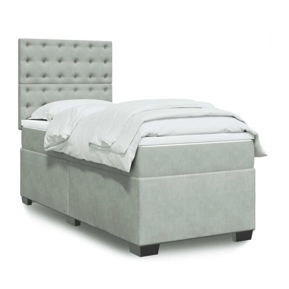 Vidaxl Boxspringbett mit Matratze in Grau aus Samt, B/T/H: 80 x 200 x 150,5 cm - Bild 1