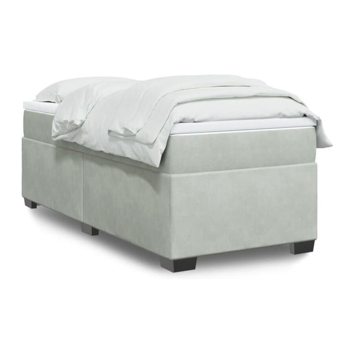 Vidaxl Boxspringbett mit Matratze in Grau aus Samt, B/T/H: 80 x 200 x 71 cm - Bild 1