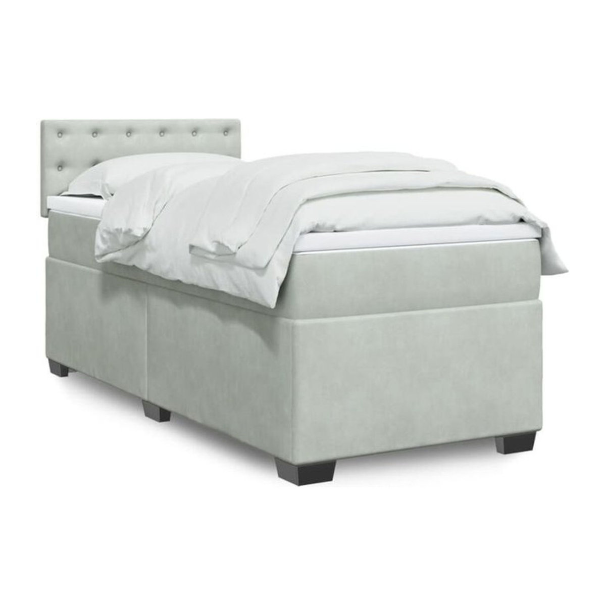 Vidaxl Boxspringbett mit Matratze in Grau aus Samt, B/T/H: 90 x 200 x 100,5 cm - Bild 1