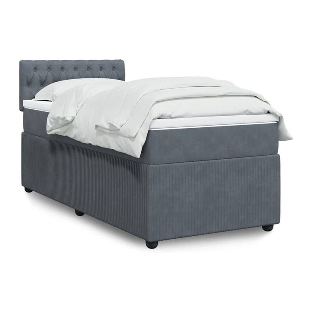 Vidaxl Boxspringbett mit Matratze in Grau aus Samt, B/T/H: 90 x 200 x 100,5 cm - Bild 1