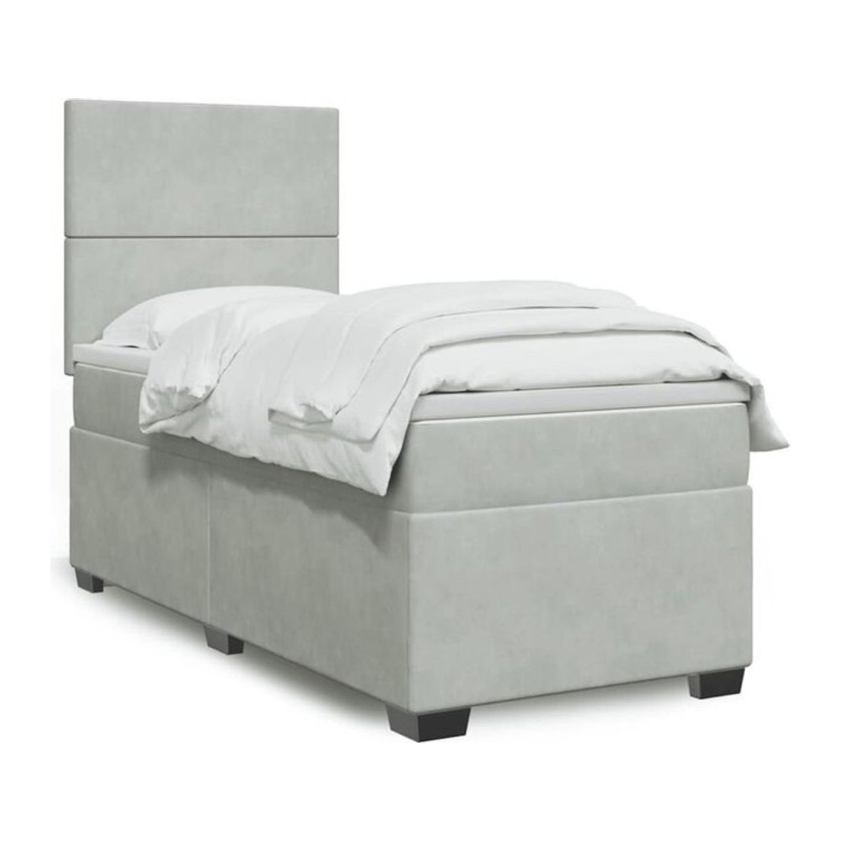 vidaxl Boxspringbett mit Matratze in Grau aus Samt, B/T/H: 90 x 200 x 150,5 cm - Bild 1