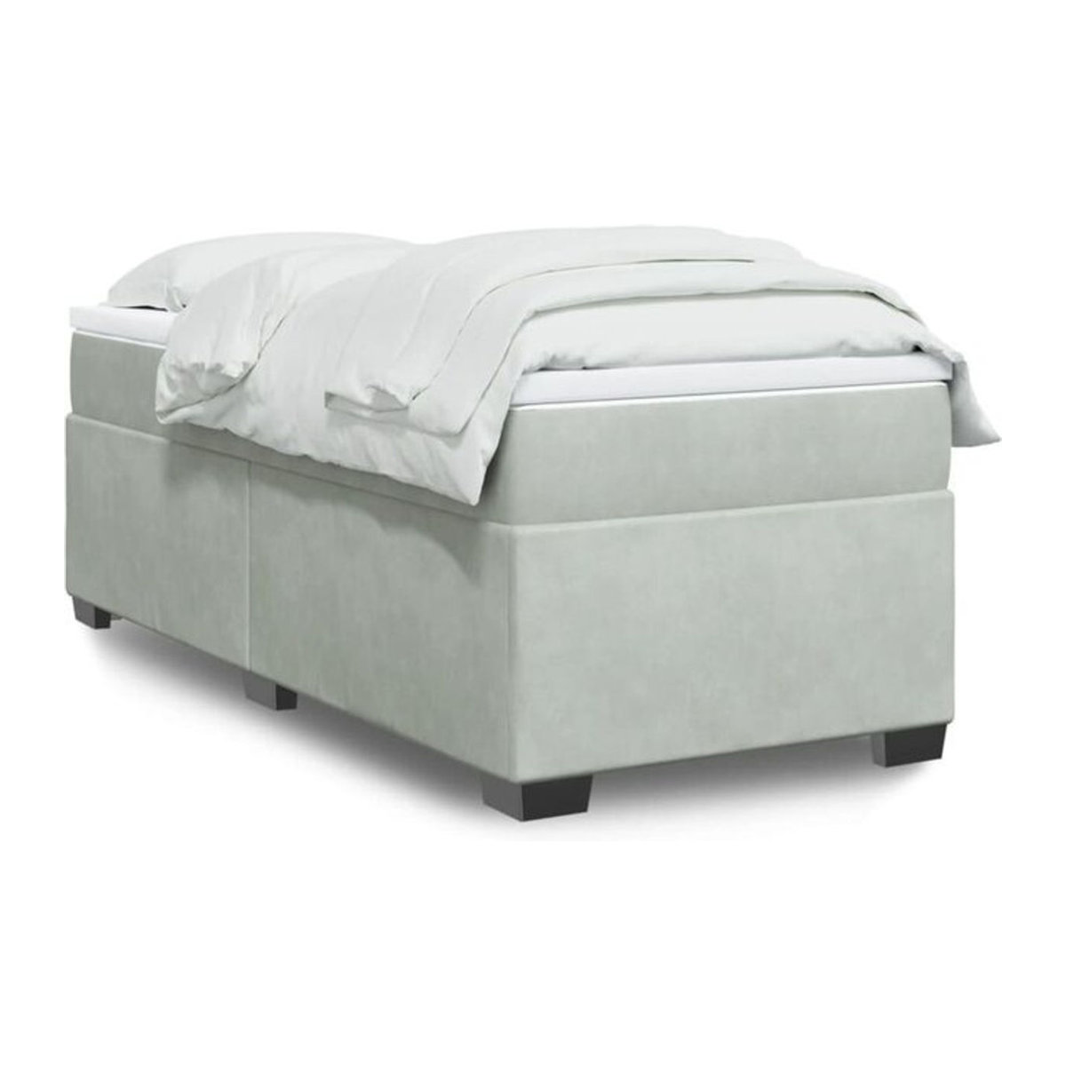 vidaxl Boxspringbett mit Matratze in Grau aus Samt, B/T/H: 90 x 200 x 46 cm - Bild 1