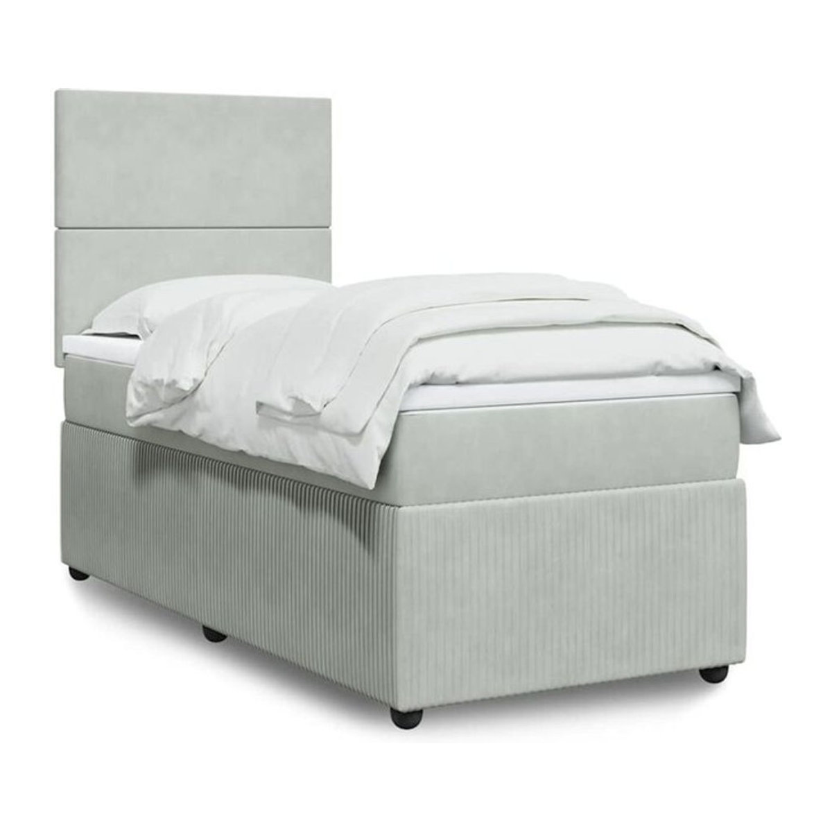 Vidaxl Boxspringbett mit Matratze in Grau aus Samt und Holzwerkstoff B/T/H: 90 x 190 cm - Bild 1