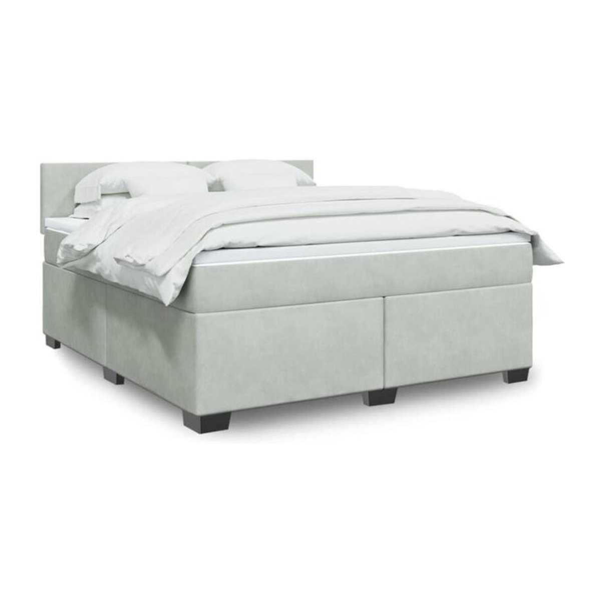 Vidaxl Boxspringbett mit Matratze in Grau aus Samt und Polyester, B/T/H: 180 x 200 x 100,5 cm - Bild 1