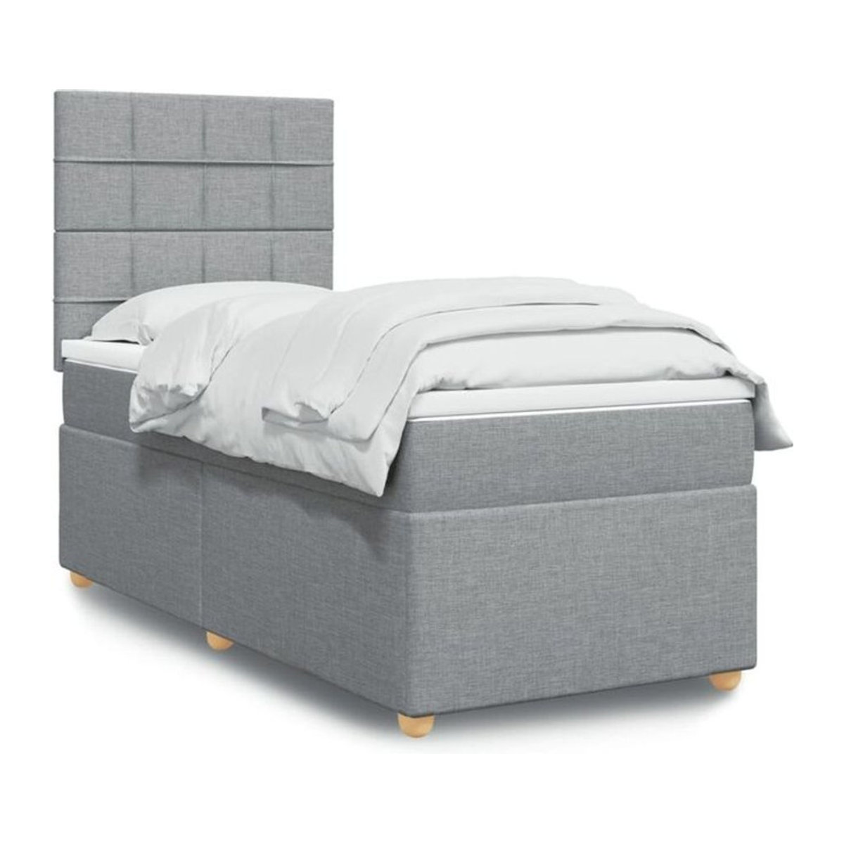 Vidaxl Boxspringbett mit Matratze in Grau aus Stoff, B/B: 90 x 200 cm - Bild 1