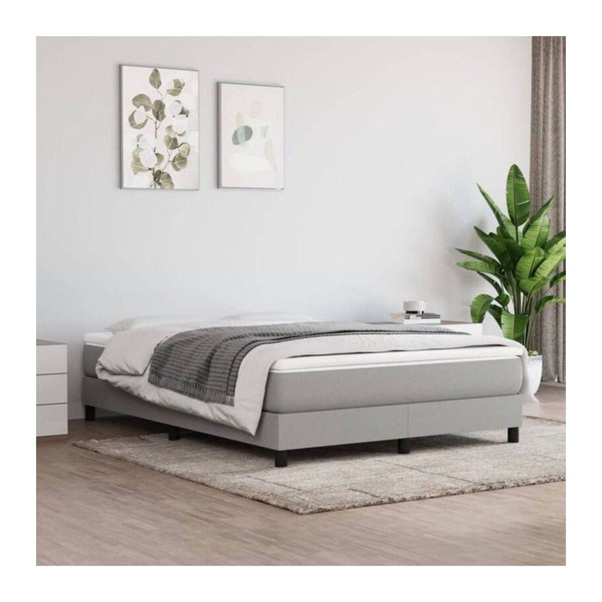 Vidaxl Boxspringbett mit Matratze in Grau aus Stoff, B/T: 160 x 200 cm - Bild 1
