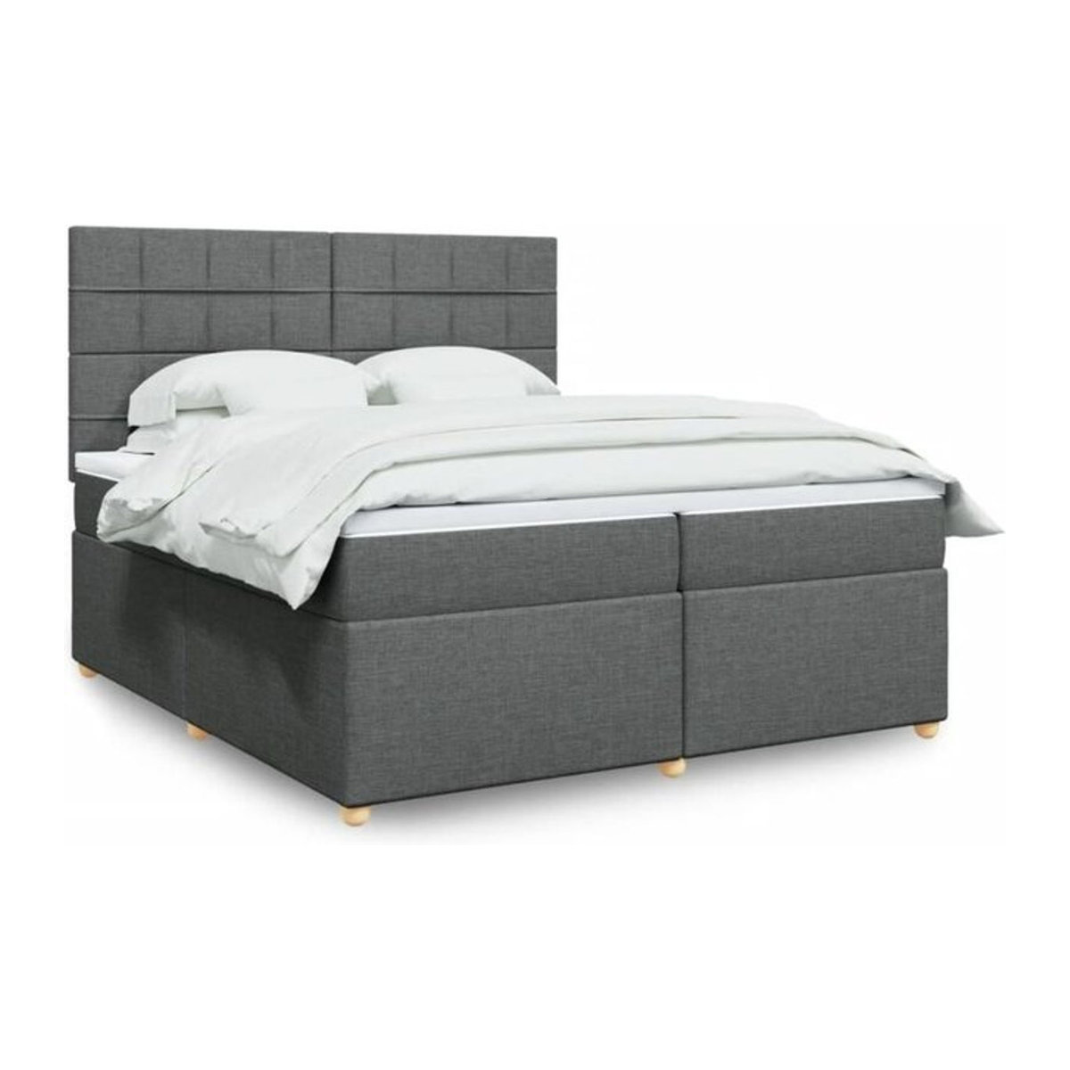 Vidaxl Boxspringbett mit Matratze in Grau aus Stoff, B/T: 200 x 200 cm - Bild 1
