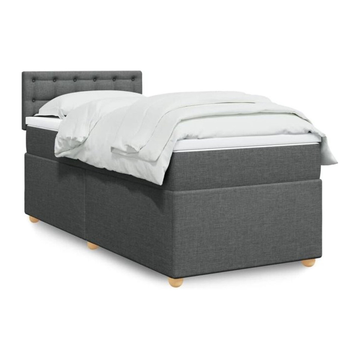 vidaxl Boxspringbett mit Matratze in Grau aus Stoff, B/T: 90 x 190 cm - Bild 1