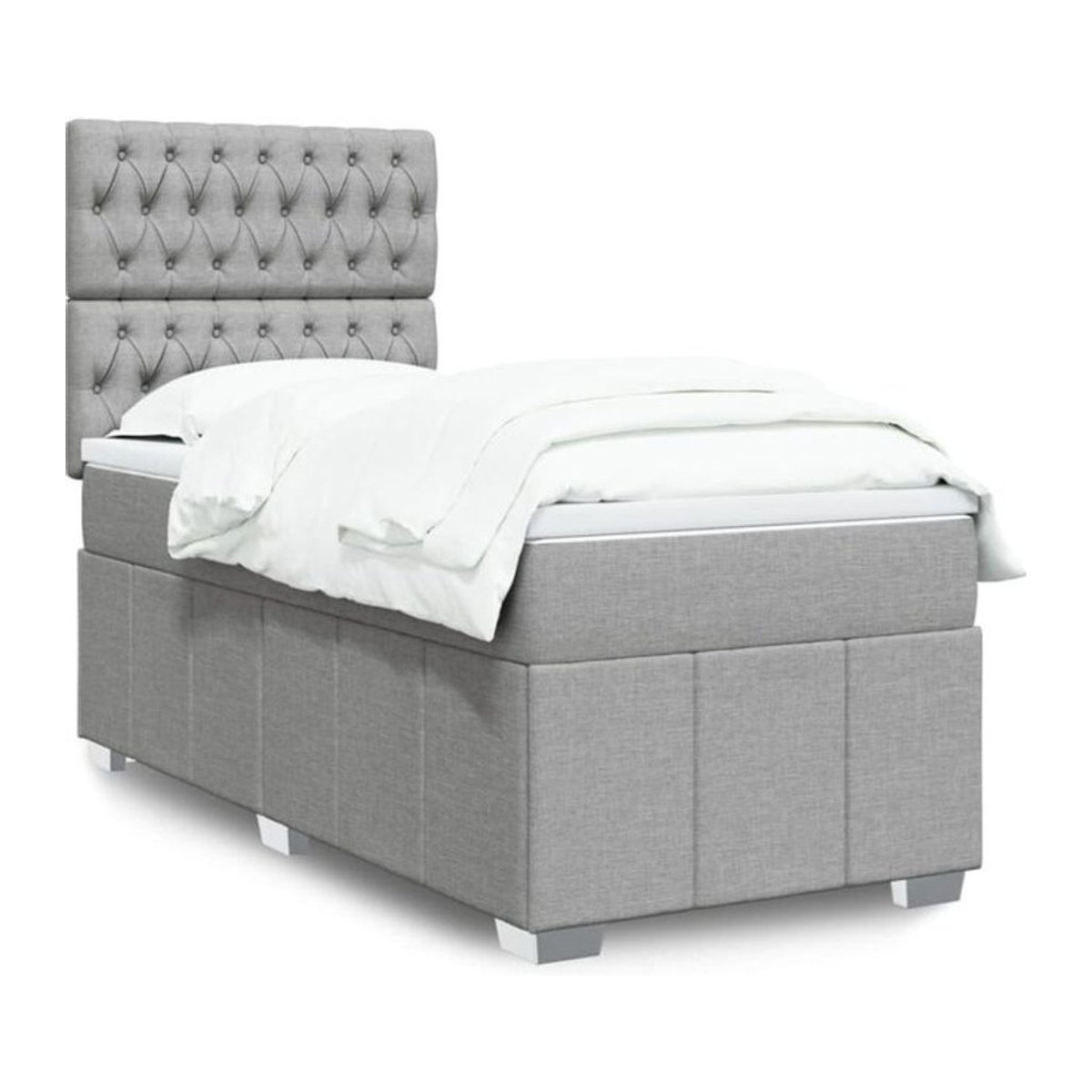 Vidaxl Boxspringbett mit Matratze in Grau aus Stoff, B/T: 90 x 200 cm - Bild 1
