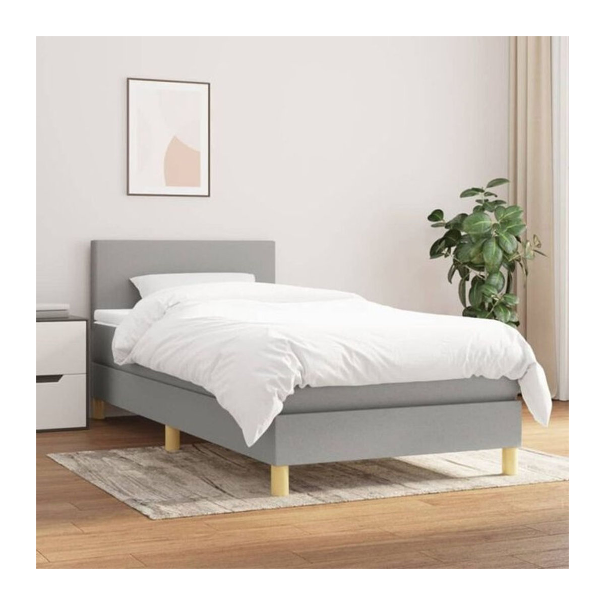 Vidaxl Boxspringbett mit Matratze in Grau aus Stoff, B/T/H: 100 x 200 cm - Bild 1