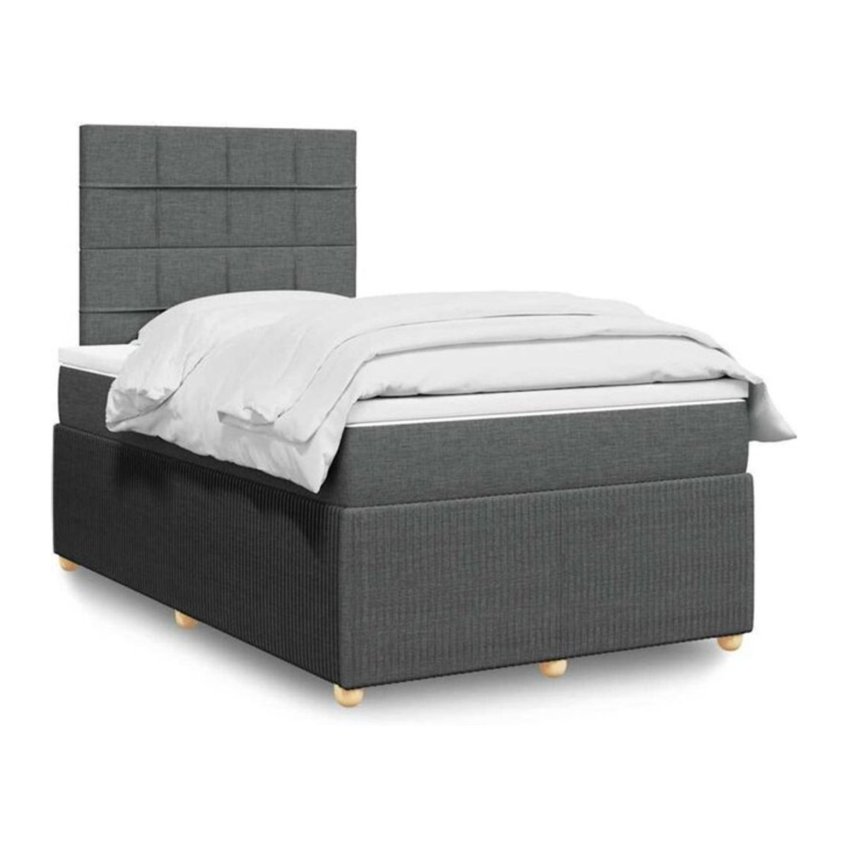 vidaxl Boxspringbett mit Matratze in Grau aus Stoff, B/T/H: 120 x 190 x 140,5 cm - Bild 1