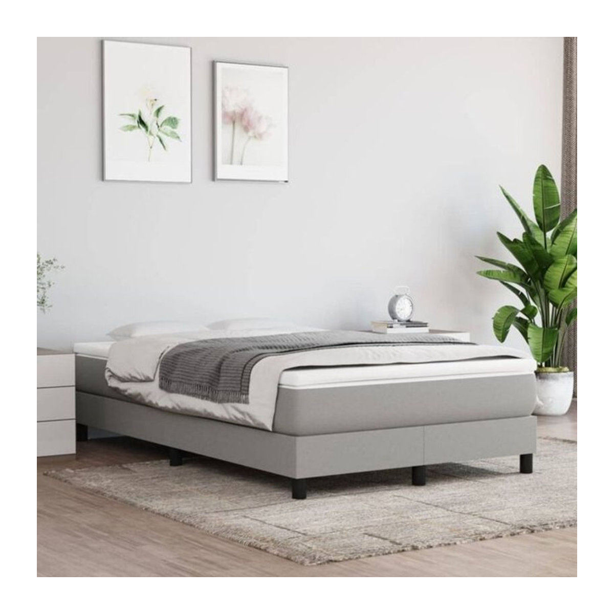 Vidaxl Boxspringbett mit Matratze in Grau aus Stoff B/T/H: 120 x 200 cm - Bild 1