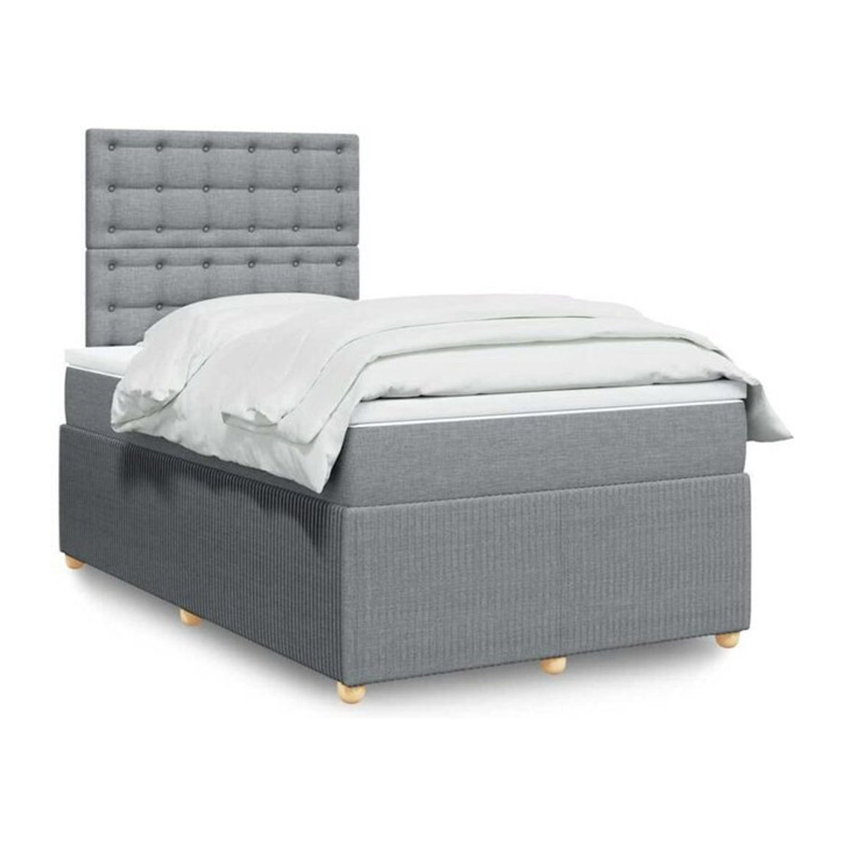 vidaxl Boxspringbett mit Matratze in Grau aus Stoff, B/T/H: 120 x 200 x 140,5 cm - Bild 1