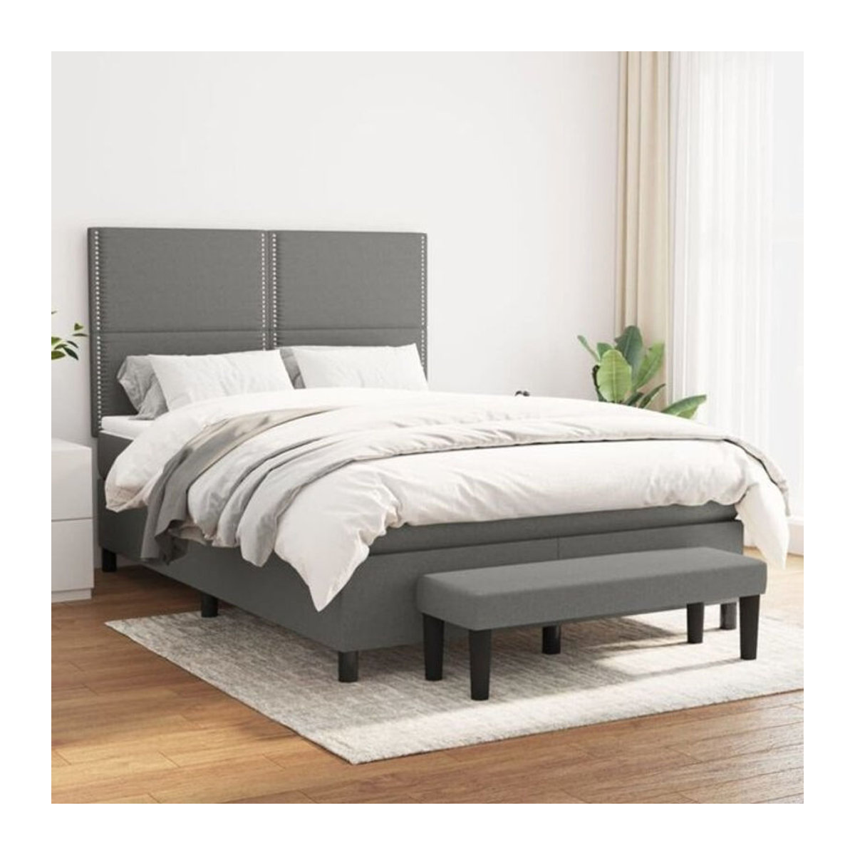 Vidaxl Boxspringbett mit Matratze in Grau aus Stoff, B/T/H: 140 x 190 cm - Bild 1